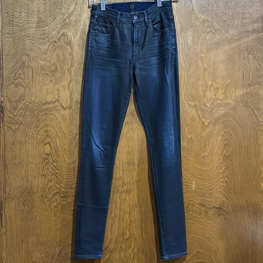 Citizens of Humanity Rocket Skinny Jeans Size 27 Dark Blue Coated Denim - EUC